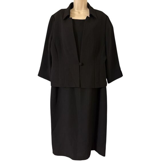 Jessica Howard Black Two Piece Sleeveless Dress With Jacket-Size 18 - Picture 1 of 9